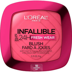 Loreal Infallible Up to 24H Fresh Wear Soft Matte Blush- 10 Confident Pink - The Beauty League Pakistan