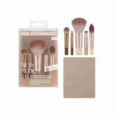 Real Techniques New Nudes 2.0 On-The-Glow Mini Brush Set + Mirrored Compact