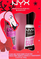 NYX- The Brow Glue Duo Holiday Gift Set - Clear & Black- nyx the brow glue clear/transparent- nyx the brow glue black- the beauty league pakistan