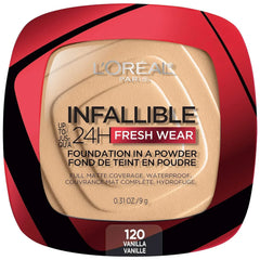 L'Oreal Paris- Infallible Fresh Wear Foundation In A Powder 24H Wear 120 Vanilla - The Beauty League Pakistan