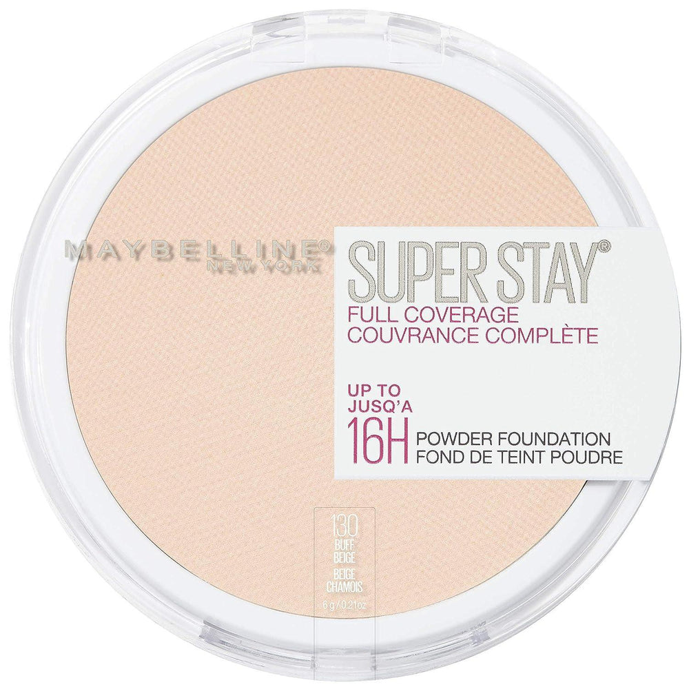 Maybelline Super Stay Full Coverage Powder Foundation Makeup, Up to 16 Hour Wear, Soft, Creamy Matte Foundation,130 Buff Beige - The Beauty League Pakistan