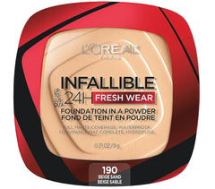 L'Oreal Paris- Infallible Fresh Wear Foundation In A Powder 24H Wear 190 Beige Sand - The Beauty League Pakistan