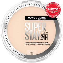 Maybelline Super Stay Up to 24HR Hybrid Powder-Foundation, Medium-to-Full Coverage Makeup, Matte Finish, 112, - The Beauty League Pakistan