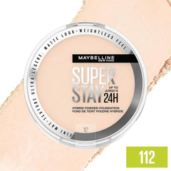 Maybelline Super Stay Up to 24HR Hybrid Powder-Foundation, Medium-to-Full Coverage Makeup, Matte Finish, 112, - The Beauty League Pakistan