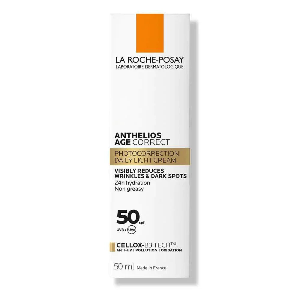 La Roche Posay Anthelios Age Correct SPF 50 Sunscreen: Broad Spectrum Protection with UVA/UVB, Water-resistant, Non-comedogenic, Hypoallergenic & More - The Beauty League Pakistan