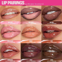 HUDA BEAUTY Faux Filler Shiny Non-Sticky Lip Gloss- Honey