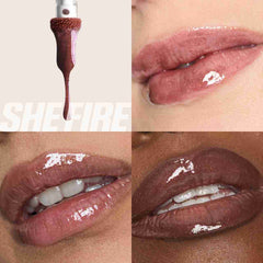 Huda Beauty- Faux Filler Shiny Non-Sticky Lip Gloss- She Fire