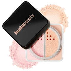 HUDA BEAUTY Easy Bake Loose Powder Brightening + Correcting Duo- Cherry/Peach- cherry blossom cake (sheer soft pink) & peach pie (light peach)