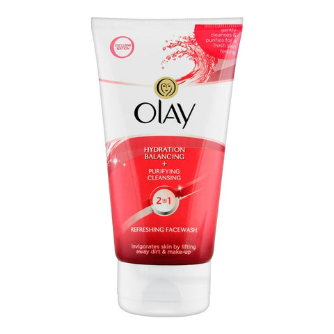 Olay 2-In-1 Hydration Balancing + Purifying Cleansing Refreshing Face Wash, 150 ml