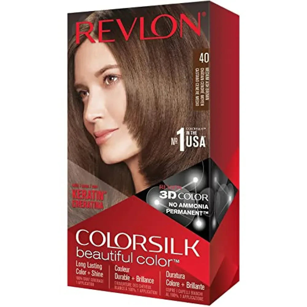 REVLON ColorSilk Beautiful Color 40 Medium Ash Brown - The Beauty League Pakistan