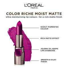 L'Oreal Paris Color Riche Moist Matte Lipstick, 236 Vin De Fantasme - The Beauty League Pakistan