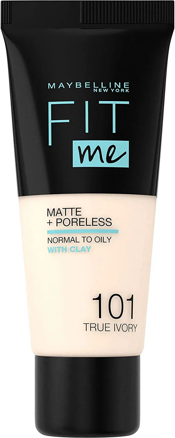 Maybelline Fit Me Foundation, Matte & Poreless, Full Coverage Blendable Normal to Oily Skin, 101 True Ivory - The Beauty League Pakistan
