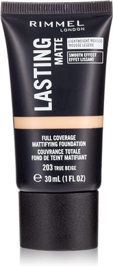Rimmel London- Lasting Finish Matte Foundation, 203 True Beige, 30ml - The Beauty League Pakistan