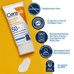 CeraVe Hydrating Sunscreen, Broad Spectrum, SPF 50, 75ml (EXP 10/25) - The Beauty League Pakistan