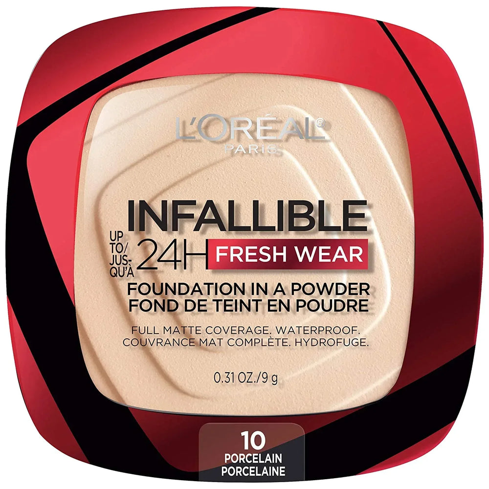 L'Oreal Paris- Infallible Fresh Wear Foundation In A Powder 24H Wear 10 Porcelain - The Beauty League Pakistan