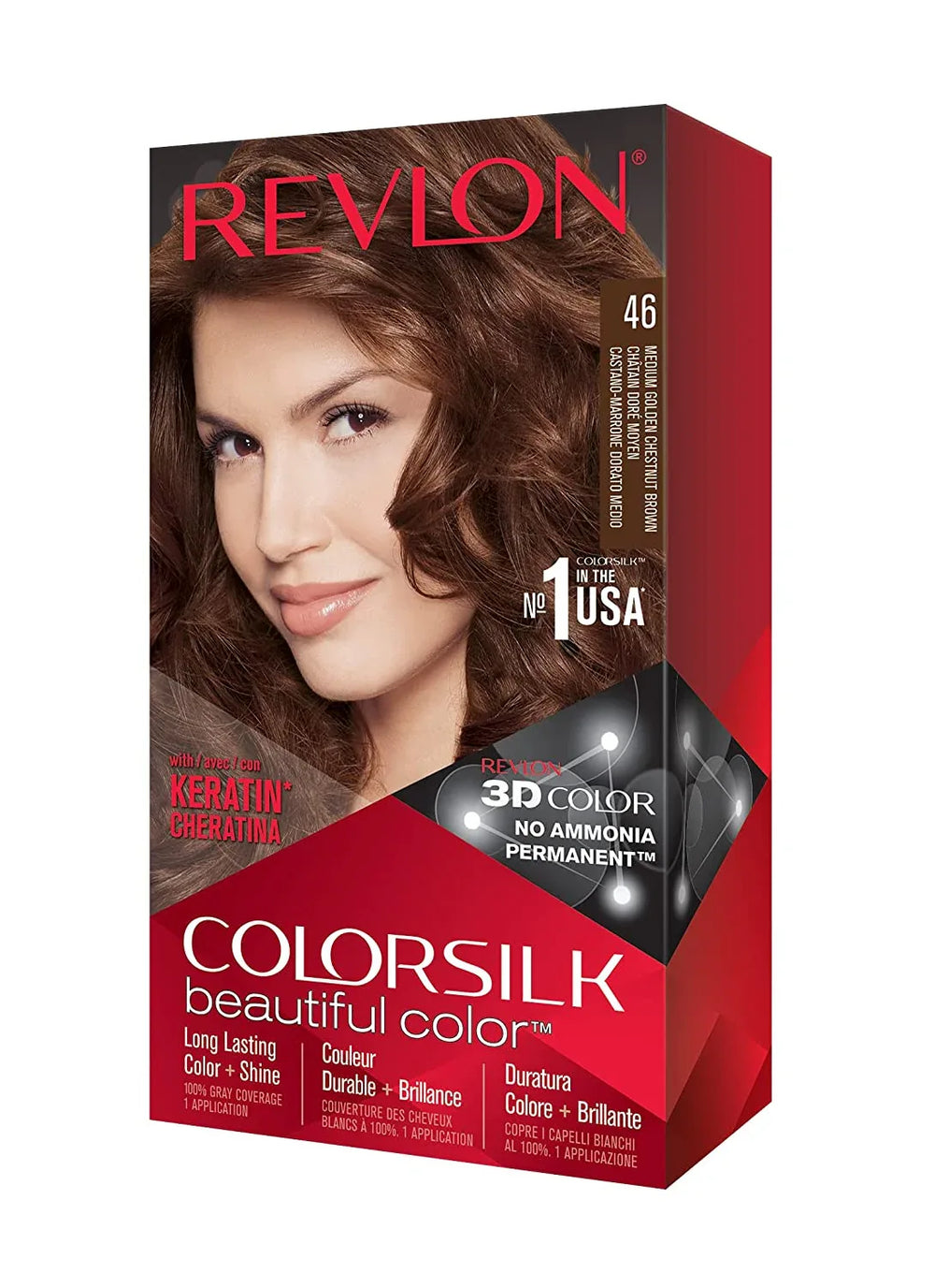 REVLON ColorSilk Beautiful Color 46 Medium Golden Chestnut Brown - The Beauty League Pakistan