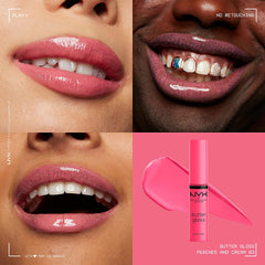 NYX- Butter Gloss, Non-Sticky Lip Gloss - Peaches & Cream (Pink Coral)