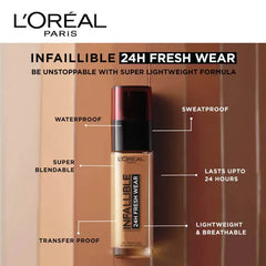 L’OREAL PARIS-Infallible 24hr Fresh wear Liquid Foundation – 145 Rose Beige - The Beauty League Pakistan