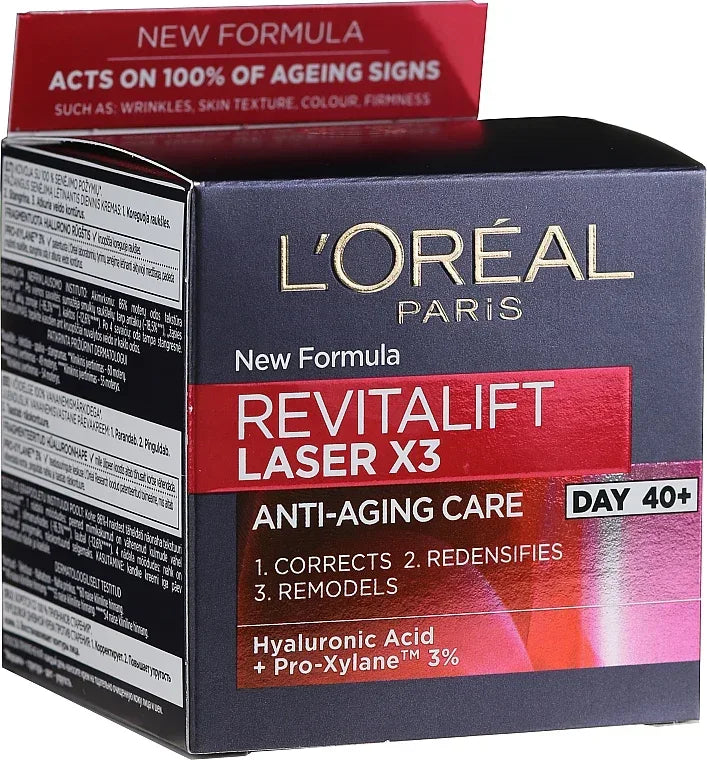L'OREAL PARIS-Revitalift Laser Anti Ageing Day Cream 40+ Hyaluronic Acid 50ml - The Beauty League Pakistan
