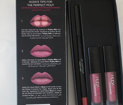 Huda Beauty- Lip Contour Set Trophy Wife/Muse Mini Lipstick And Trophy Wife Liner - The Beauty League Pakistan