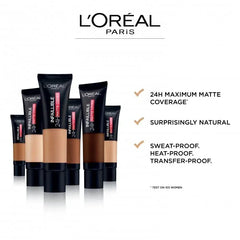 L'OREAL PARIS-24h Matte Cover Foundation 110 Vanilla Rose - The Beauty League Pakistan