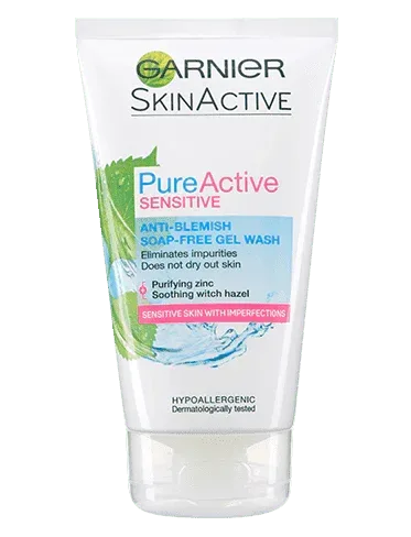 Garnier Pure Active Anti Blemish Soap Free Gel Wash Sensitive Skin 150ml - The Beauty League Pakistan