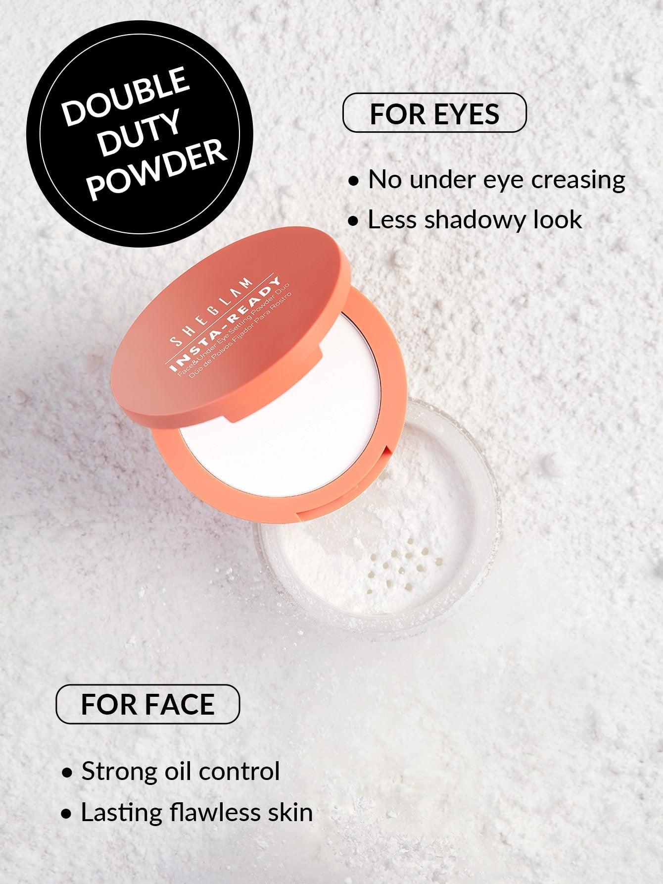 SHEGLAM Insta-Ready Face & Under Eye Setting Powder Duo-Translucent 2 In 1