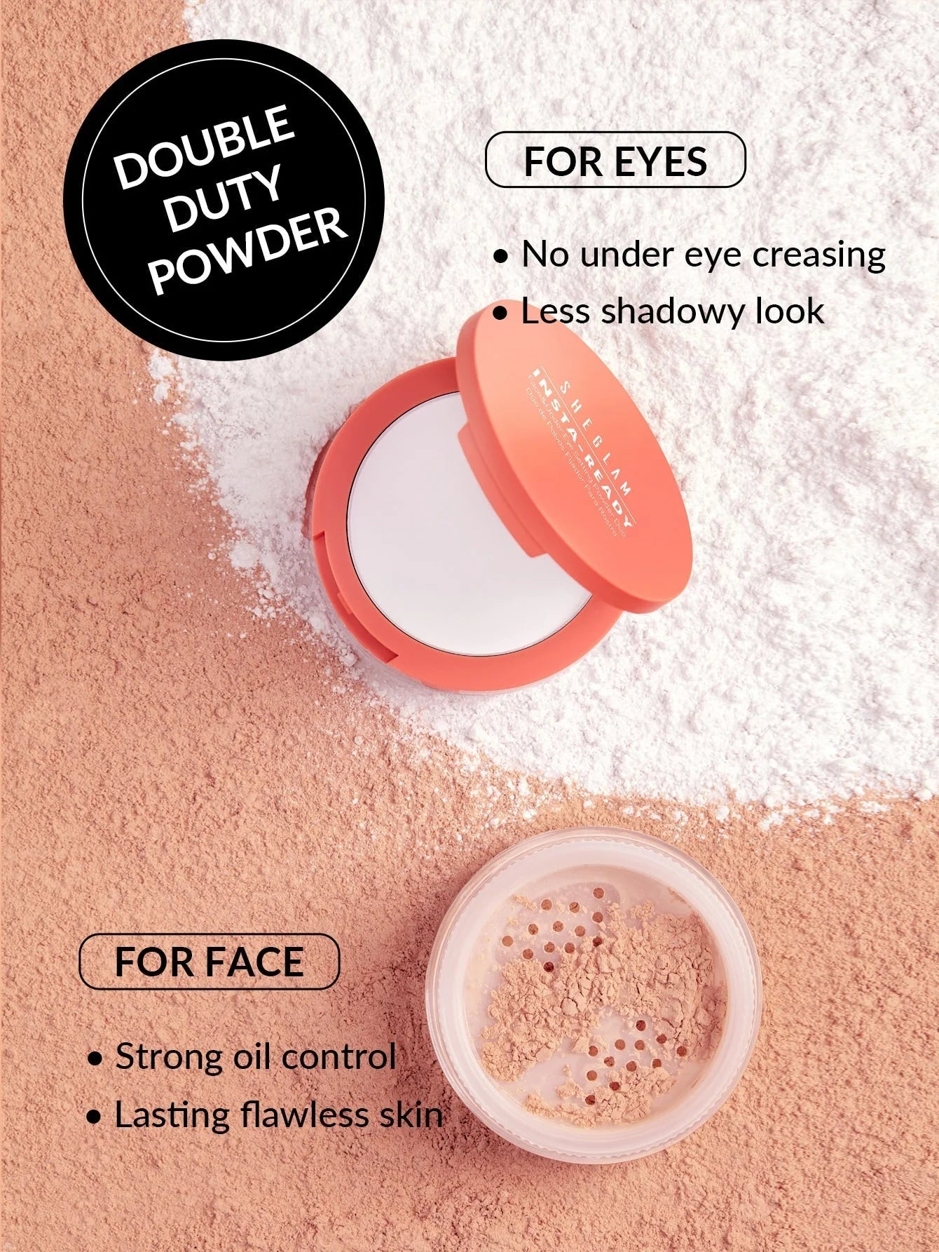 SHEGLAM Insta-Ready Face & Under Eye Setting Powder Duo- Bisque