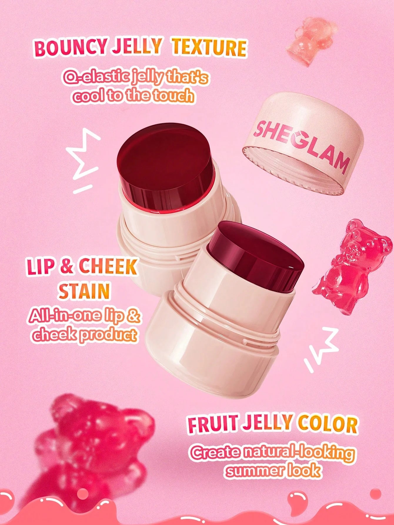 Sheglam- Jelly- Licious Hydrating Lip & Blush Tint-CHEERIO