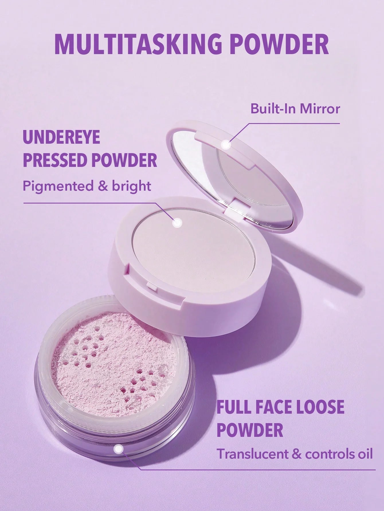 SHEGLAM Insta-Ready Face & Under Eye Setting Powder Duo-Taro 2 In 1