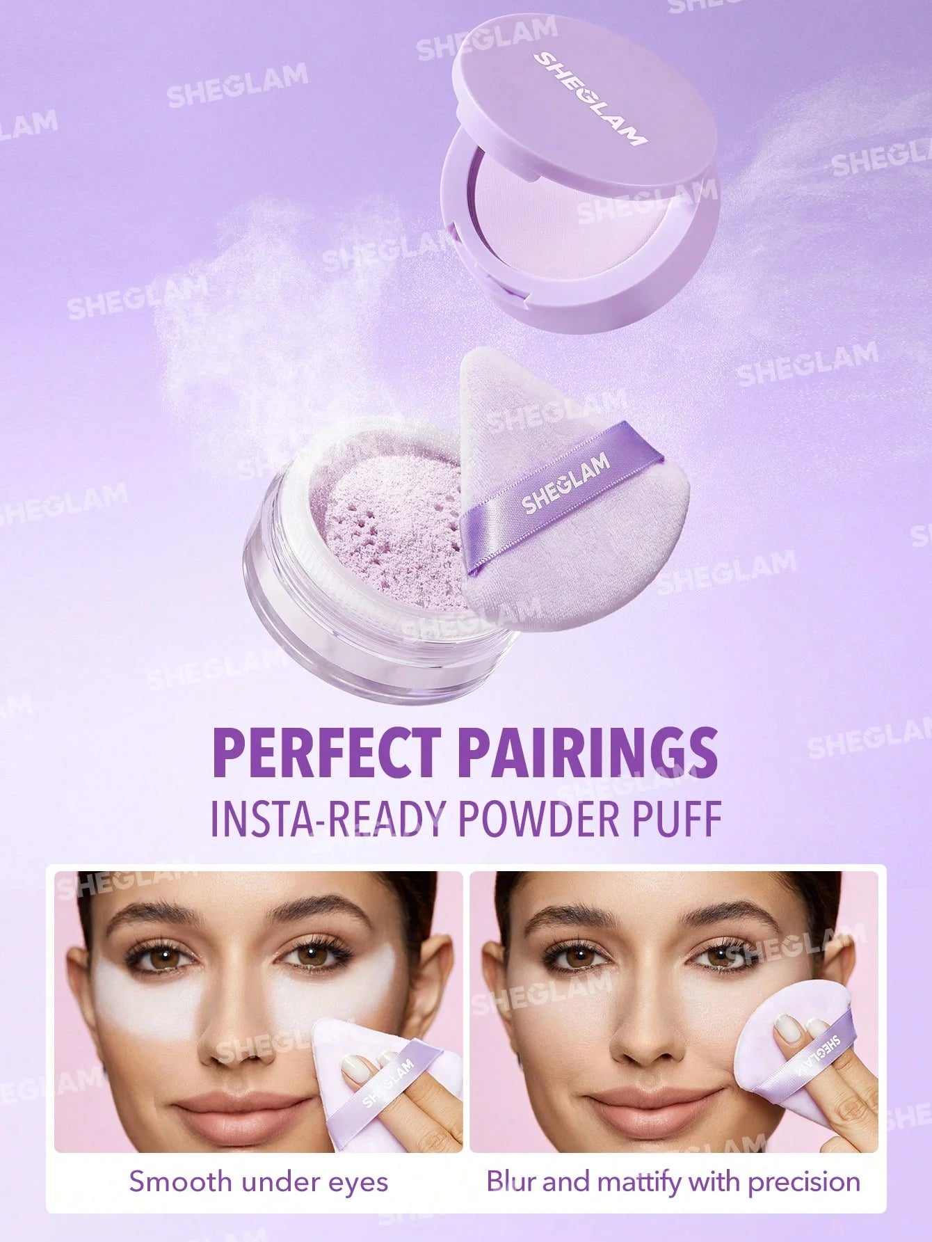 SHEGLAM Insta-Ready Face & Under Eye Setting Powder Duo-Taro 2 In 1