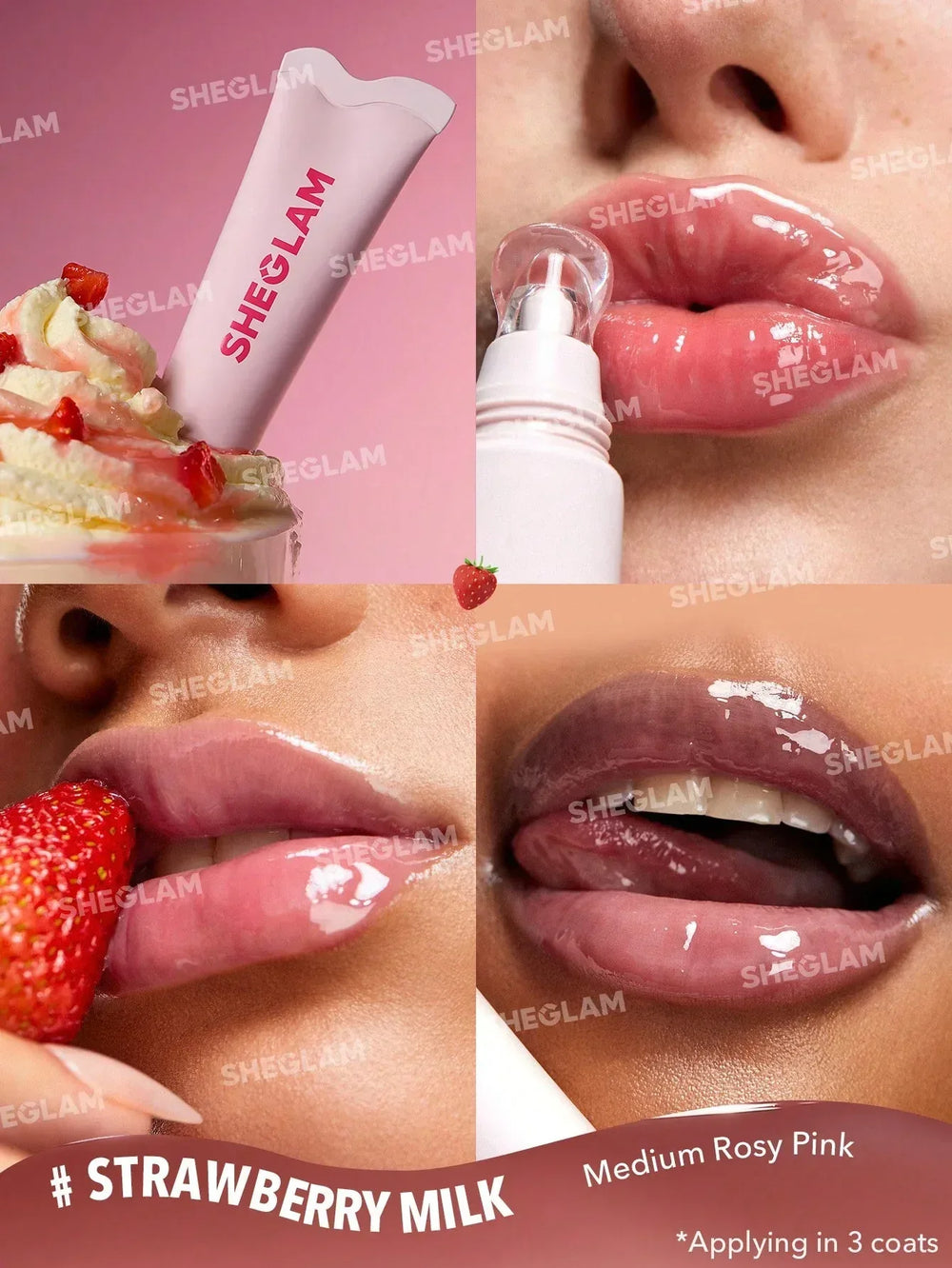 Sheglam Crystal Glaze Moisturizing Lip Care - Strawberry Milk - The Beauty League Pakistan
