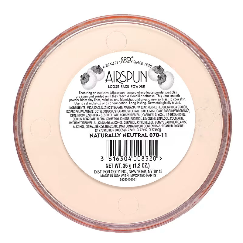 Coty Airspun Loose Face Powder- Naturally Neutral 070-11, (35 g)