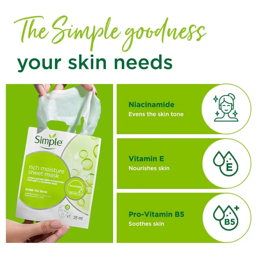 Simple- Rich Moisture Sheet Mask - The Beauty League Pakistan
