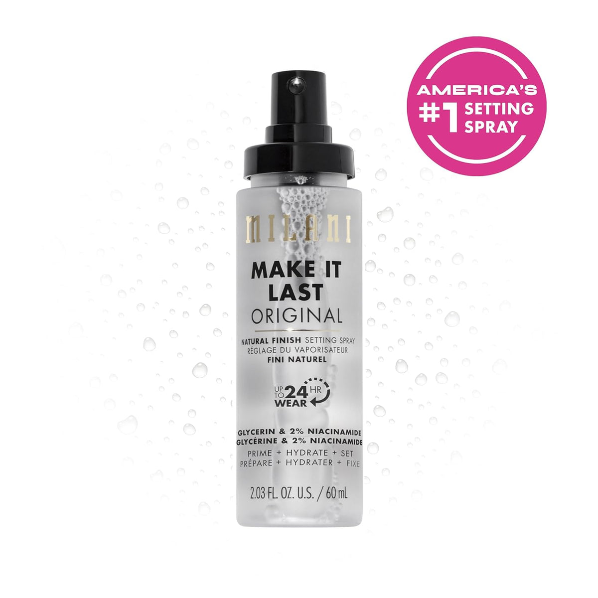 Milani Make It Last Setting Spray, Prime + Correct + Set, Natural Finish 60ml