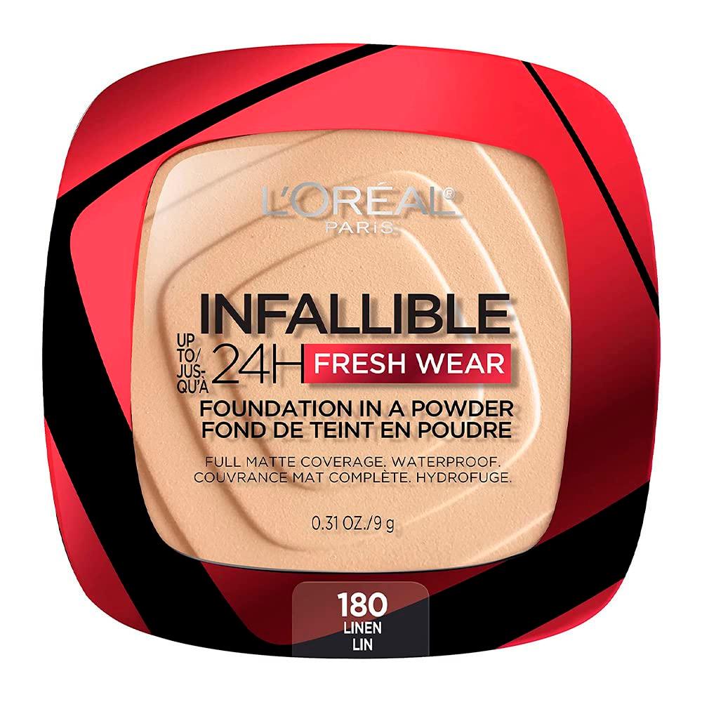L'Oreal Paris- Infallible Fresh Wear Foundation In A Powder 24H Wear 180 Linen - The Beauty League Pakistan