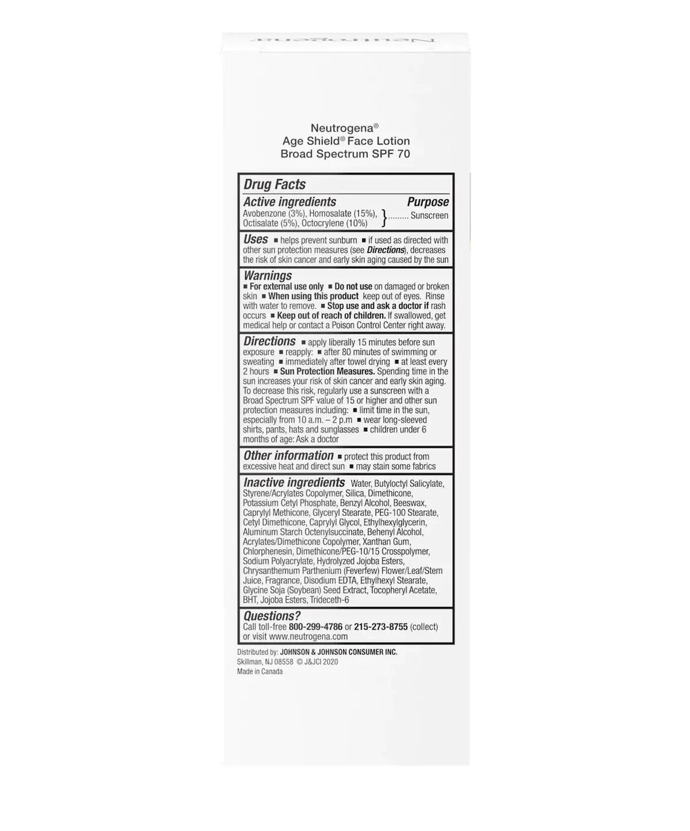 Neutrogena- Age Shield® Face Oil-Free Oxybenzone-Free Sunscreen Broad Spectrum SPF 70 - The Beauty League Pakistan