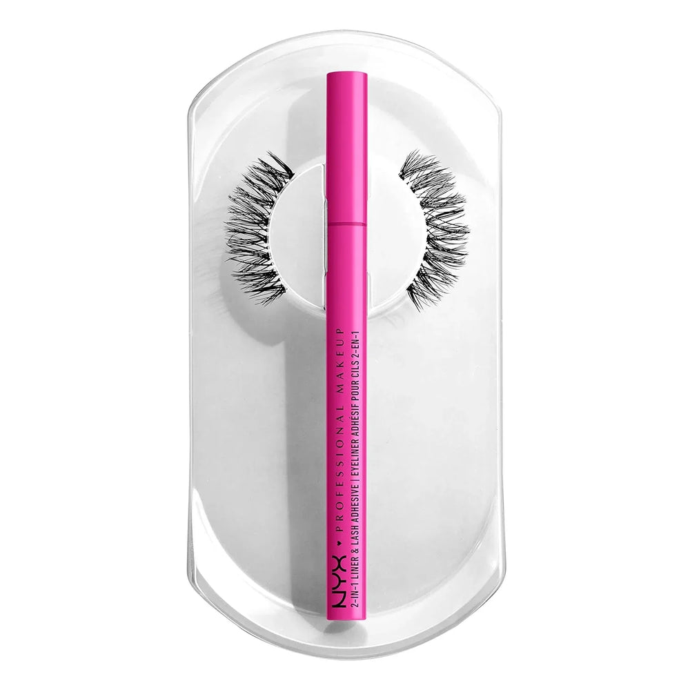 NYX-Jumbo Lash! Vegan False Eyelashes Kit with 2-in-1 Eyeliner Adhesive, Up to 12HR Wear, Reusable Fake Lashes - Fringe Glam Kit - The Beauty League Pakistan