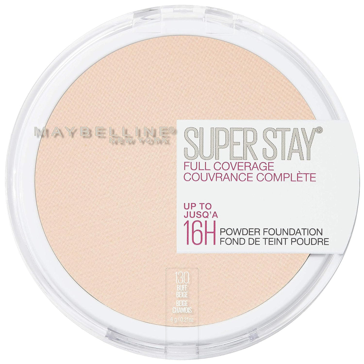 Maybelline Super Stay Full Coverage Powder Foundation Makeup, Up to 16 Hour Wear, Soft, Creamy Matte Foundation,130  Buff Beige