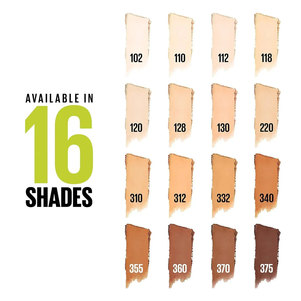 Maybelline Super Stay Up to 24HR Hybrid Powder-Foundation, Medium-to-Full Coverage Makeup, Matte Finish, 102, - The Beauty League Pakistan