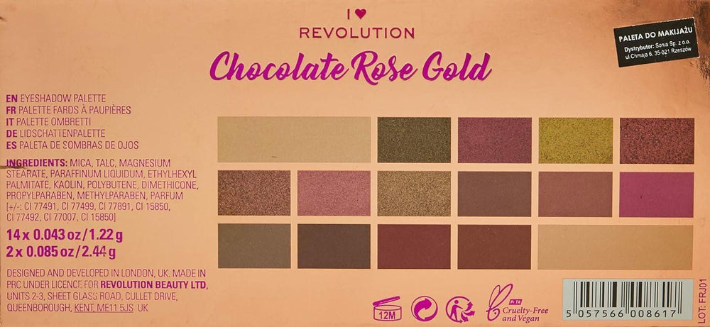 Revolution- I Love Revolution EyeShadow Palette Rose Gold Chocolate - The Beauty League Pakistan