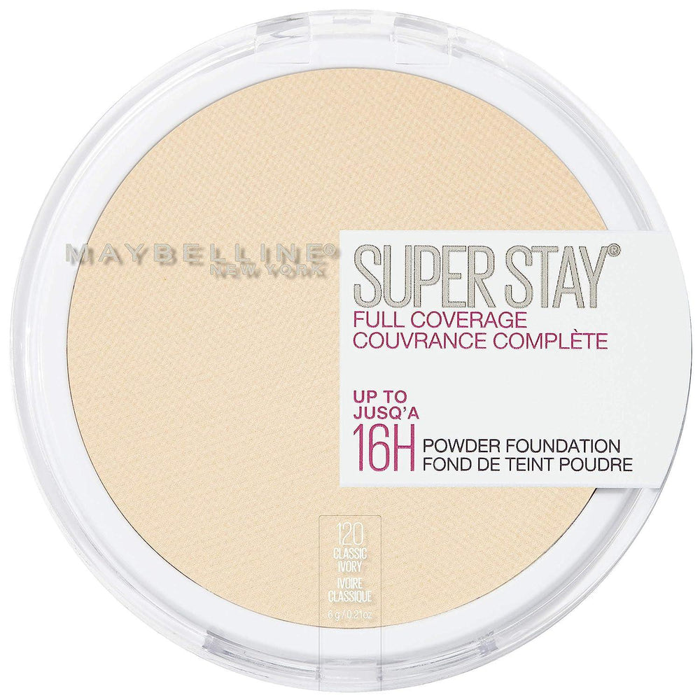 Maybelline New York Super Stay Full Coverage Powder Foundation Makeup, Up to 16 Hour Wear, Soft, Creamy Matte Foundation, 120 Classic Ivory - The Beauty League Pakistan