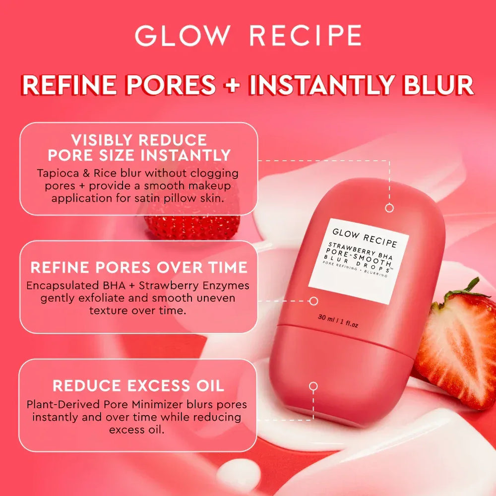Glow Recipe Strawberry BHA Pore-Smooth Blur Drops 30ml - The Beauty League Pakistan