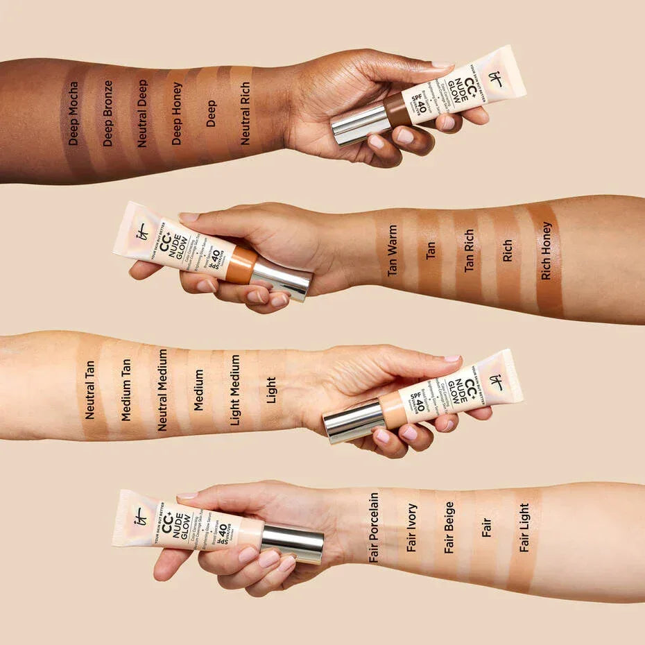 it cosmetic- CC+ Nude Glow Lightweight Foundation + Glow Serum with SPF 40 Fair Ivory (EXP05/24) - The Beauty League Pakistan