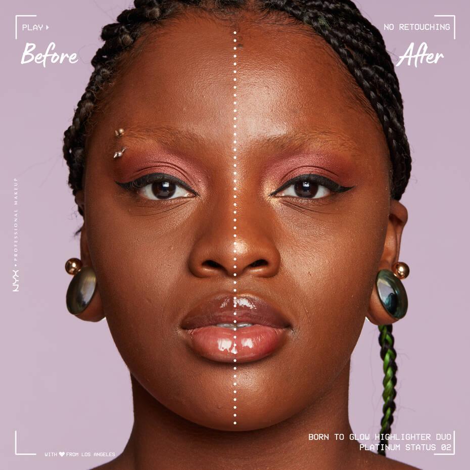 NYX Born To Glow Icy Highlighter Duo - Platinum Status & Diamond Chains - The Beauty League Pakistan
