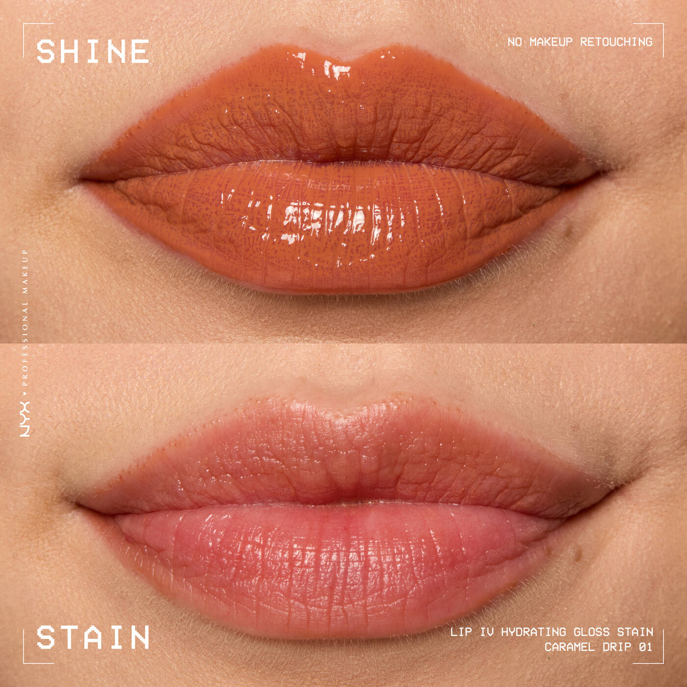 NYX- Lip I.V. Hydrating Lip Gloss Stain- 01 Caramel Drip