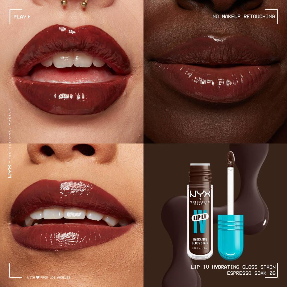 NYX- Lip I.V. Hydrating Lip Gloss Stain- 06 Expresso Soak - The Beauty League Pakistan