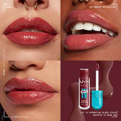 NYX- Lip I.V. Hydrating Lip Gloss Stain- 08 Drippin' In Rose