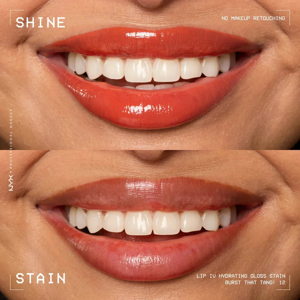 NYX- Lip I.V. Hydrating Lip Gloss Stain- 12 Burst That Tang! - The Beauty League Pakistan