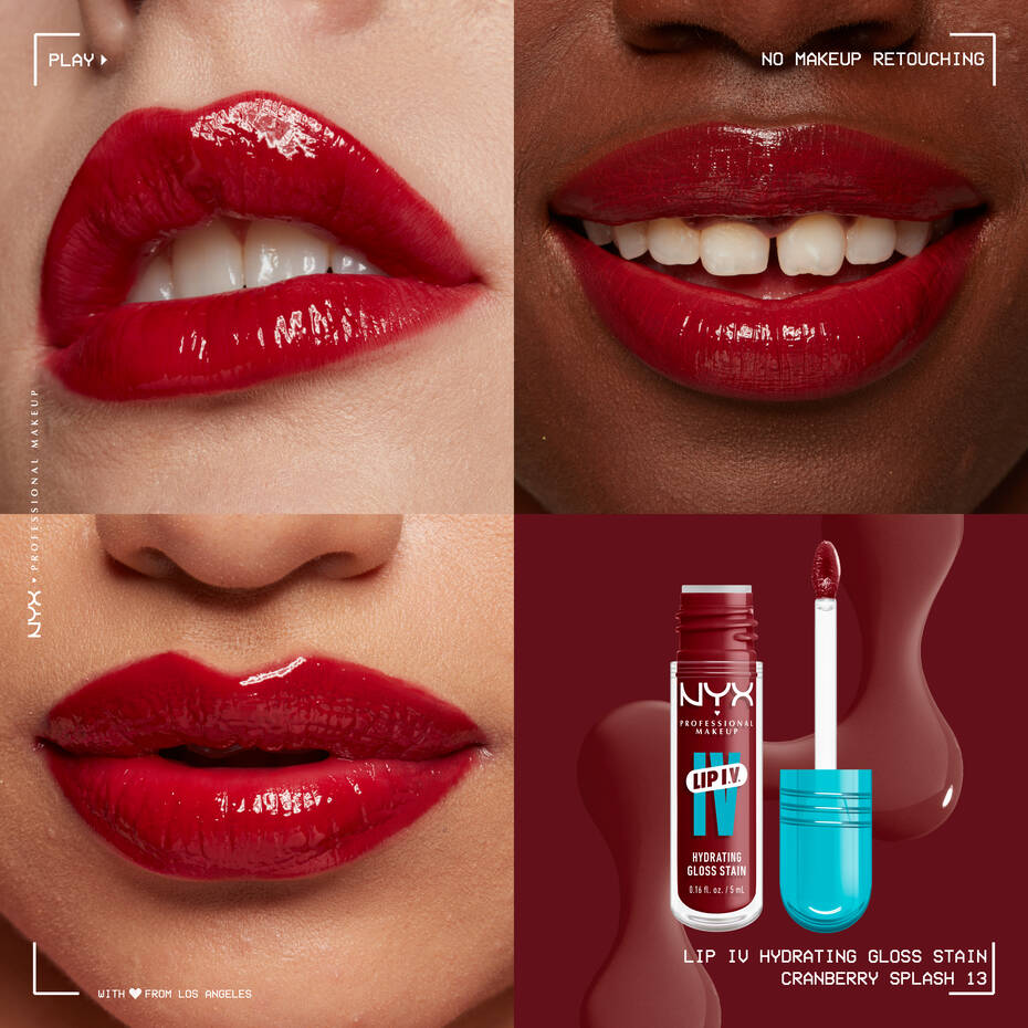 NYX- Lip I.V. Hydrating Lip Gloss Stain- 13 Cranberry Splash